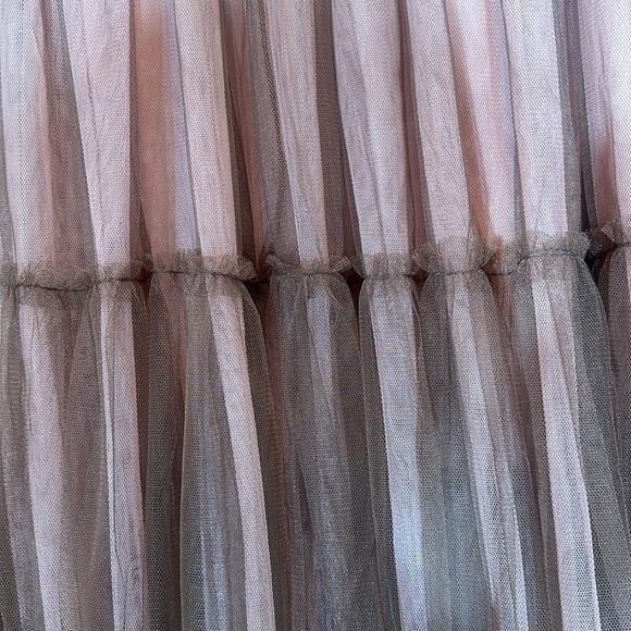 SooLinen Pink Ruffled Tulle Skirt with Brown - Picture 2 of 5